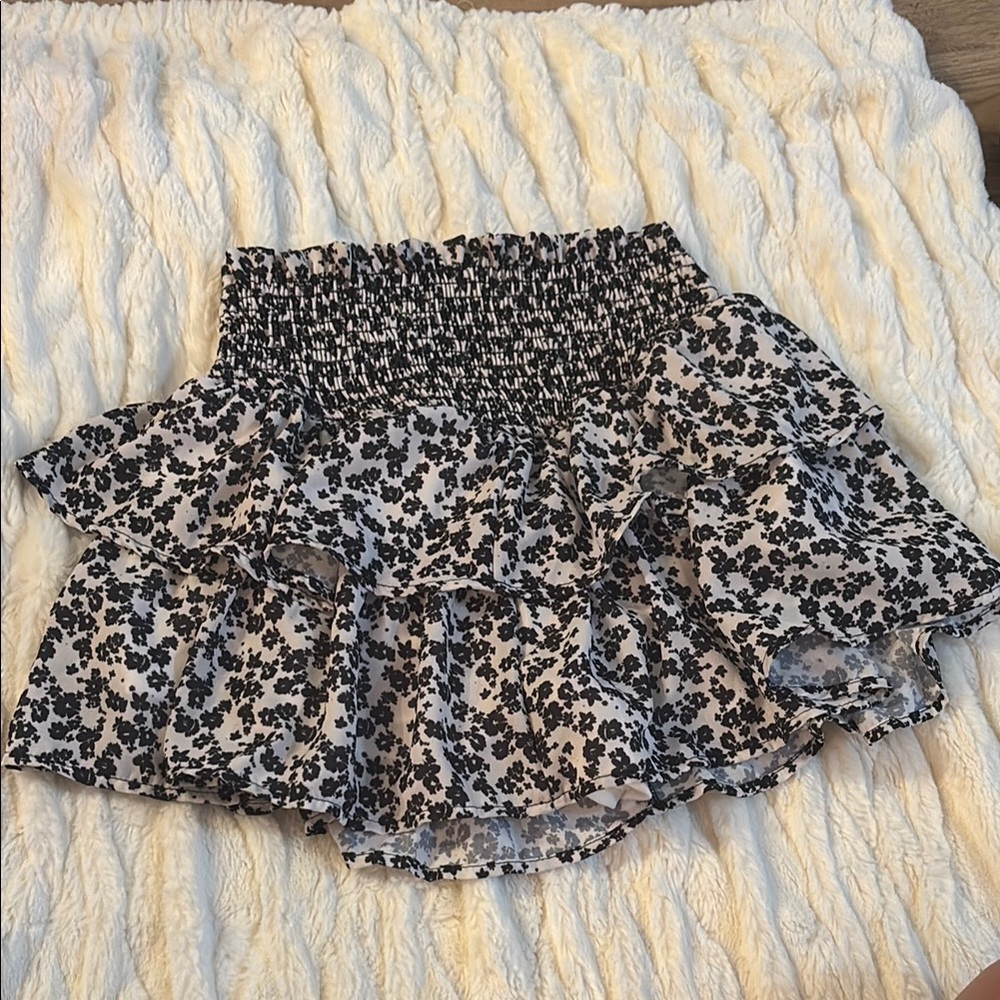 Altar'd State Black and White Floral Skirt